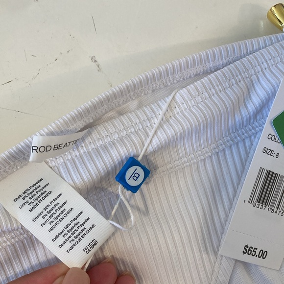 NWT Bleu Rod Beattie Walk The Line Triangle Top & Side Tie Bikini Bottom 8 White - Picture 11 of 11